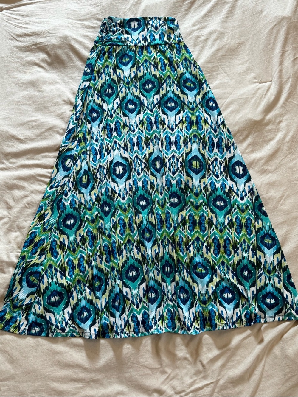 Joe Benbasset Teal, Blue & Green Printed Maxi Skirt